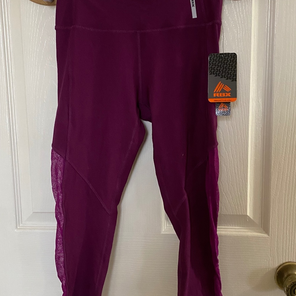 NWT RBX Womens Purple Lace Capri Pants Leggings
